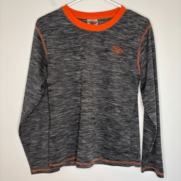 HARLEY DAVIDSON Performance Tee Boys 14/16 Grey Long Sleeve - Picture 1 of 4
